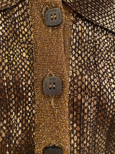 Vintage Chanel 01C 2001 Cruise Resort Sleeveless Gold Metallic Collar Polo Top Blouse FR 34 US 2/4