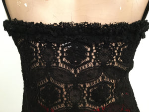 Chanel Vintage 04A 2004 Fall Autumn Crochet Camisole Black Tank Top FR 38 US 4/6