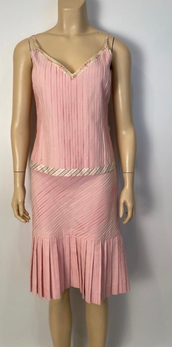 pink chanel blazer and skirt
