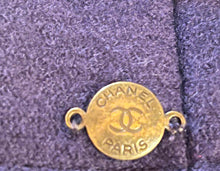 Load image into Gallery viewer, Chanel Vintage 97A 1997 Fall Navy Blue w Red Trim Long Heavy Wool Winter Coat FR 38 US 4