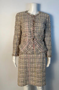 CHANEL 04S RUNWAY TWEED KNIT DRESS 34 WHITE MINT - Gem