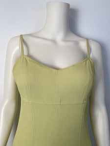 97P, 1997 Spring Vintage Chanel Boutique Lime Green Jumpsuit Shorts Romper FR 38 US 6/8