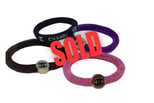 Chanel Set of 4 Pony Tail Elastic Bands Hair Accessory velvet Bracelets VIP gift set
