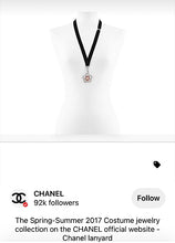 Load image into Gallery viewer, Chanel 17S 2017 Summer Ribbon Grosgrain Lanyard Large Crystal Camellia Pendant Necklace
