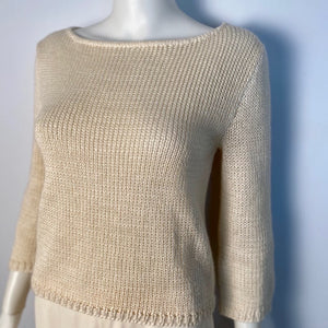 Vintage 00C Chanel Identification beige 2 piece sweater twinset FR 36 US 4