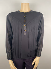 Load image into Gallery viewer, Vintage Early 1990’s Chanel Black Silk Pleated Blouse US 12