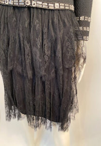Chanel 01P 2001 Spring Black Lace Skirt FR 34
