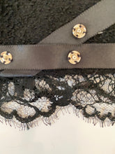 Load image into Gallery viewer, Chanel 03A 2003 Fall black tweed Boucle lace mini skirt FR 38