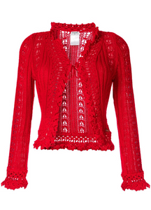 Chanel 04P 2004 Spring Red Cardigan FR 38 US 4/6/8