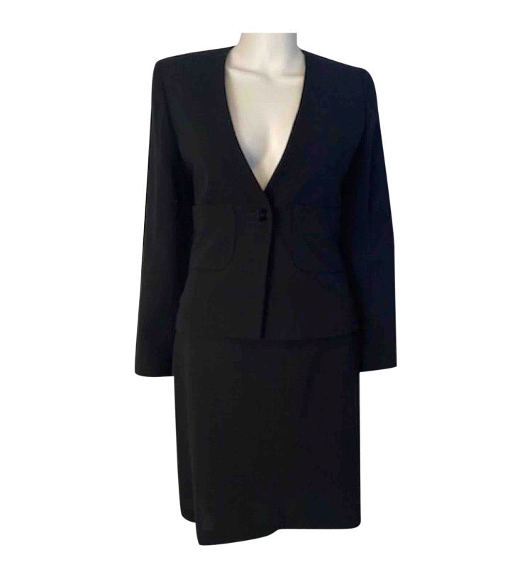 HelensChanel Vintage Chanel 98A, 1998 Fall Black Skirt Suit FR 36