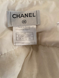 Rare Chanel 04C, 2004 Cruise Resort Ecru Tweed Fringe Skirt FR 38