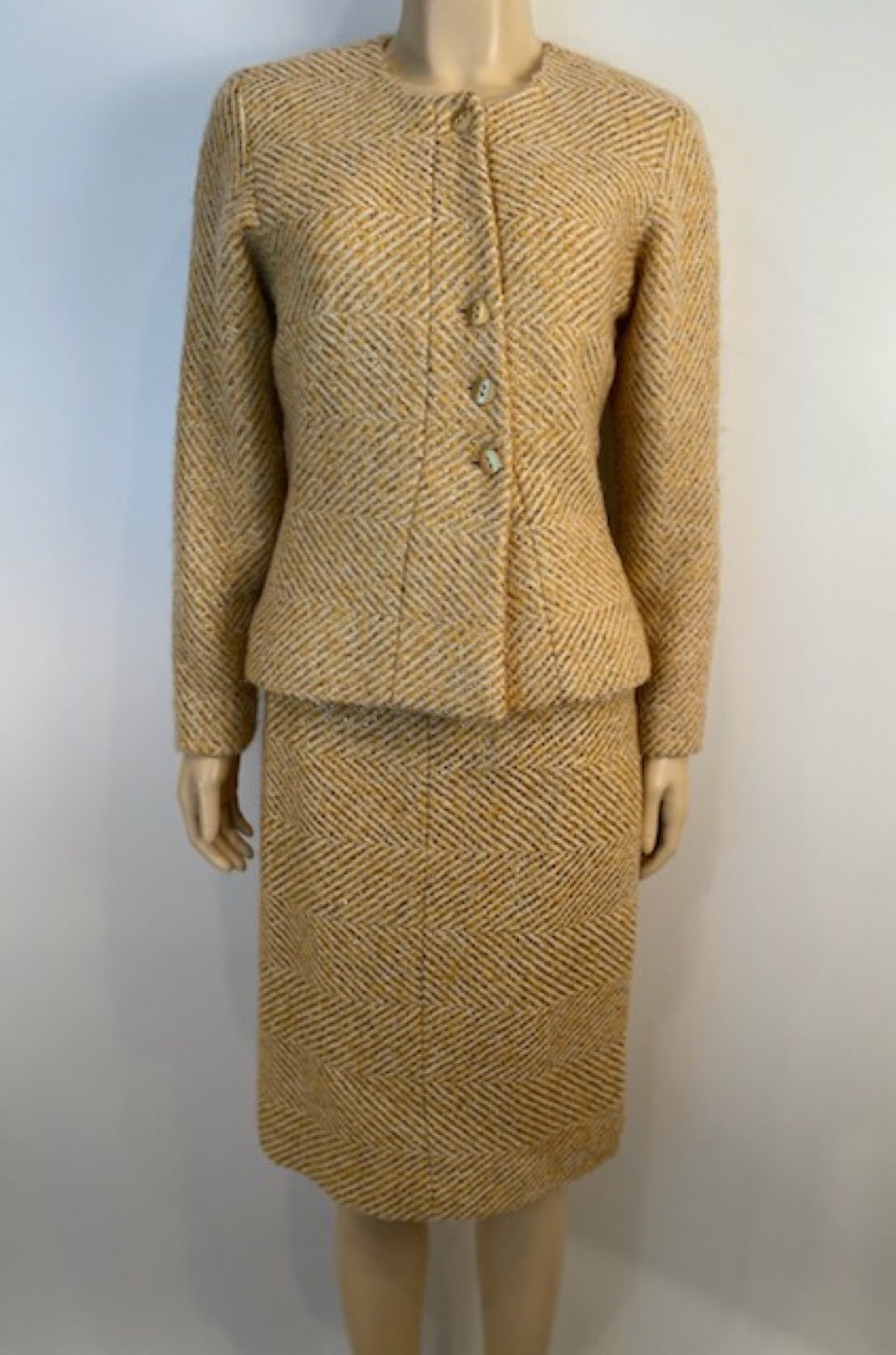 CHANEL, IVORY TWEED SKIRT SUIT
