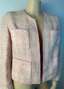 Vintage Chanel 96P 1996 Spring Pink and Creme Jacket FR 48 US 12/14