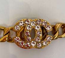 Load image into Gallery viewer, RARE Collectable 95P 1995 Spring Chanel vintage belt gold chain crystal CC