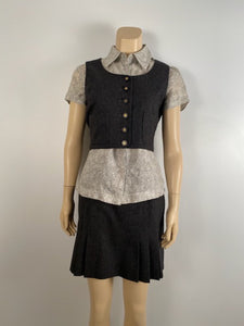 1990’s Chanel Vintage 2 piece outfit Gray short pleated skirt with matching vest sz 4