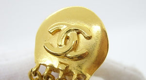 Chanel 96P Vintage dangle fringe gold plated CC clip on earrings