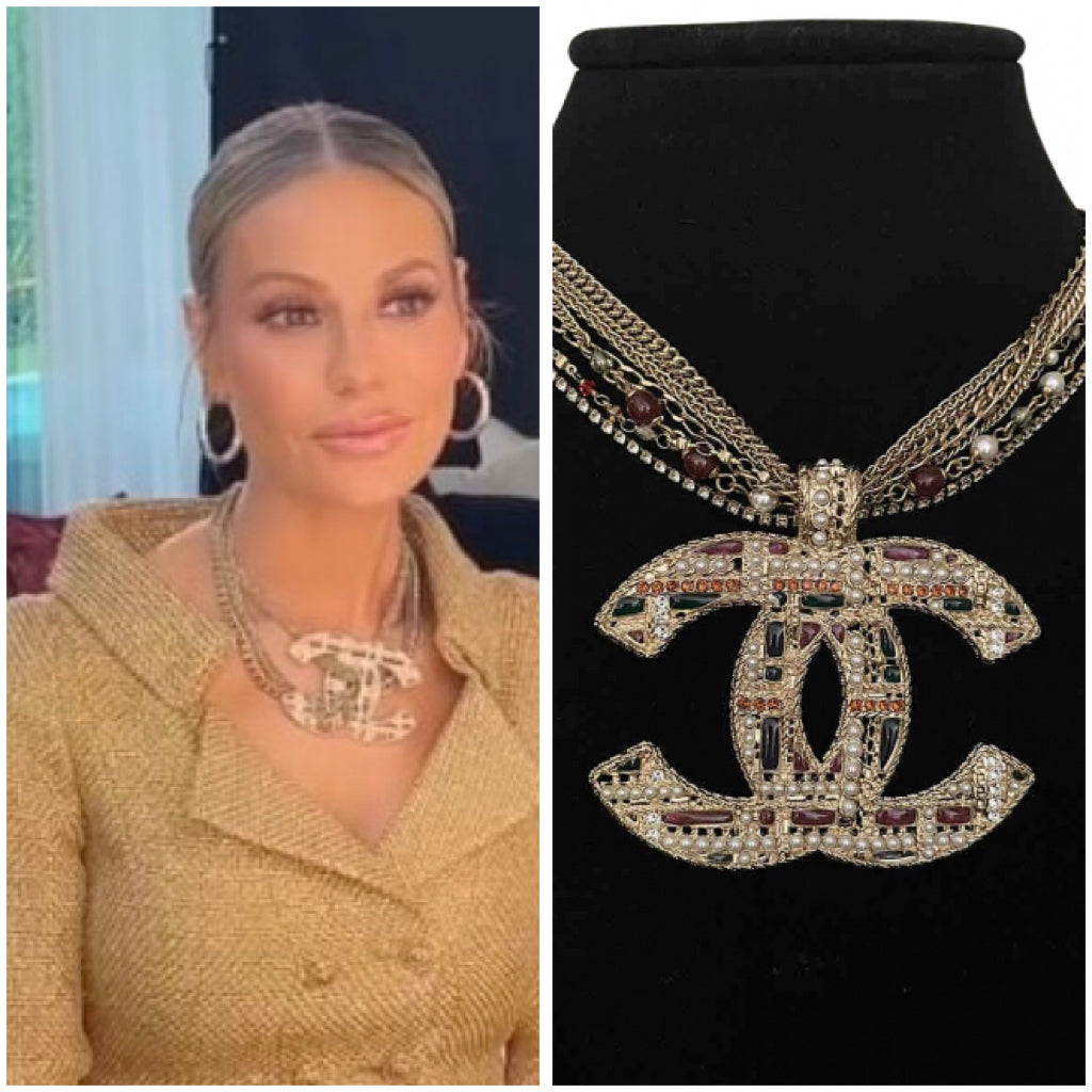 Chanel 17S 2017 Summer Ribbon Grosgrain Lanyard Large Crystal Camellia Pendant Necklace