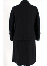 Load image into Gallery viewer, Rare Chanel Black Tweed Textured Skirt Suit w Chains/Zippers FR 44 US 8/10