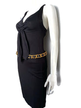 Load image into Gallery viewer, 95A 1995 Fall Vintage Chanel gold chain black leather belt sz 85/34