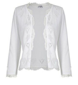 Chanel 06P 2006 Spring White Knit Lace Cardigan FR 44