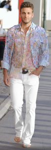Chanel 2011 Resort Cruise Cotton pastel sheer ladies' blouse/ Men’s shirt FR 44 US 12/14