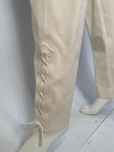 Load image into Gallery viewer, 1997 E97, Chanel Vintage White Cotton Pants -lace up ankles-FR 44 US 8/10