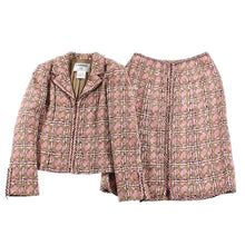 Load image into Gallery viewer, Chanel Vintage 03P, 2003 Spring Pink Brown Tweed Cotton jacket blazer skirt suit set FR 38 US 4