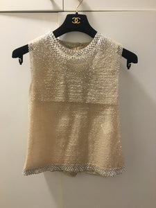 Rare Chanel 14P Runway 2 Piece Swarovski Crystal Blouse FR 36