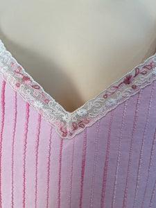 Chanel 03P, 2003 Spring pink camisole top matching Pleated accordion skirt set FR 42 US 8