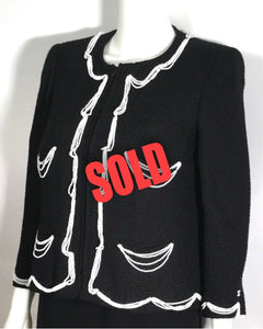 Chanel 03P Spring Black Pearl Scallop Trim wool Cardigan Jacket FR 38 US 4