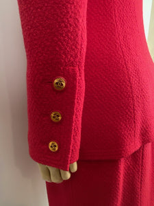 93P 1993 Spring Rare Vintage Chanel Rose Skirt Suit Set FR 40 US 4