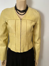 Load image into Gallery viewer, Vintage Chanel 99P, 1999 Spring yellow soft lambskin leather jacket FR 34 US 2/4