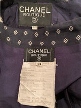 Load image into Gallery viewer, 1970’s Collection 16 Rare Chanel Vintage Navy Blue Skirt Suit FR 44