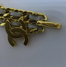 Load image into Gallery viewer, Chanel Vintage 01A White Leather Gold Metal CC Chain Belt