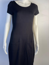 Load image into Gallery viewer, Chanel short sleeve black mid length dress FR 40