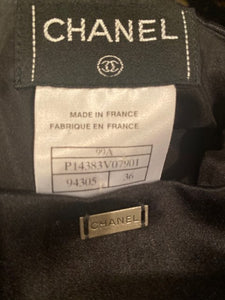 Vintage Chanel 99A, 1999 Fall Satin Black Pencil Skirt FR 36 US 2/4