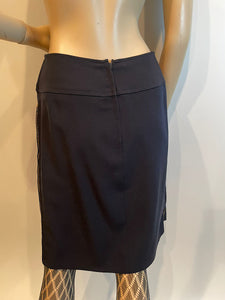 Chanel Vintage 95P, 1995 Spring Dark Navy side zippers Skirt FR 40 US 6