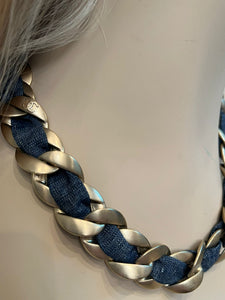Chanel 09C 2009 Cruise Denim Gold Chain Headband/Necklace/Bracelet
