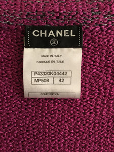 Chanel knit Pink raspberry navy blue gray Dress FR 42 US 6/8