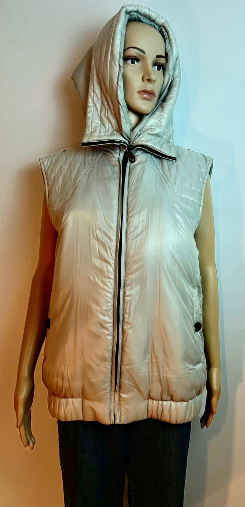 Chanel Zip Up Hooded Puffer Vest