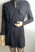 Load image into Gallery viewer, Vintage Chanel Boutique Black CC short mini zip up Dress US 10