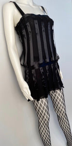 Vintage Chanel 03A, 2003 Fall Snap Collection Black Mini Dress Top Tunic FR 38 US 2/4