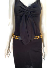 Load image into Gallery viewer, 95A 1995 Fall Vintage Chanel gold chain black leather belt sz 85/34