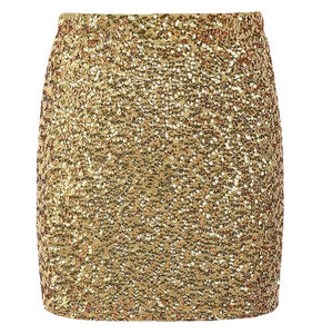 Chanel 06C, 2006 Cruise Resort Gold Sequin short mini skirt FR 42 US 6/8