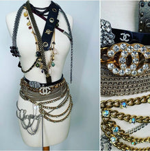 Load image into Gallery viewer, Rare 06C, 2006 Cruise Chanel cursive letters multi strand silver tone belt necklace 38” long