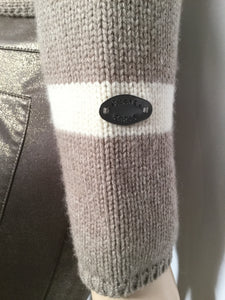 Vintage Chanel 99A 1999 Fall pullover collar wool cashmere sweater taupe brown FR 34 US 2/4