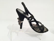 Load image into Gallery viewer, Chanel 04A 2004 Fall slingback Black Velvet and Patent Leather embellishments at heels EU 37.5 US 6.5/7