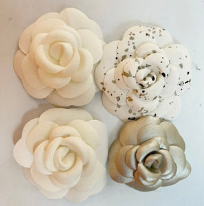 Authentic Chanel Set 4 Stick On Camellia Decor Flowers