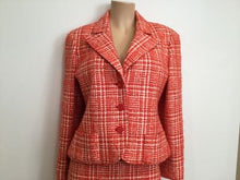 Load image into Gallery viewer, 97P, 1997 Spring Chanel Boutique Vintage Orange Plaid Tweed Blazer Dress Jacket US 8