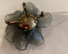 Load image into Gallery viewer, Chanel 98A Vintage Opaque gray blue crystal Camellia Glass Brooch Pin Necklace Pendent